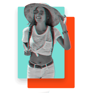 Woman in a sun hat walking on vacation.