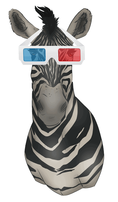 Zebra wearing 3D glasses